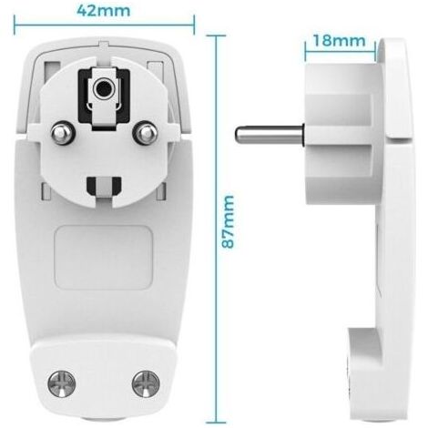 2 Pièces Prise Extra Plate Fiche Plate Blanche - avec Poignée Rabattable, Fiches Schuko pour Câbles avec Section de Câble 1,5 mm² Prise Européenne Accueil IP20 250 V (16A) (1/3)