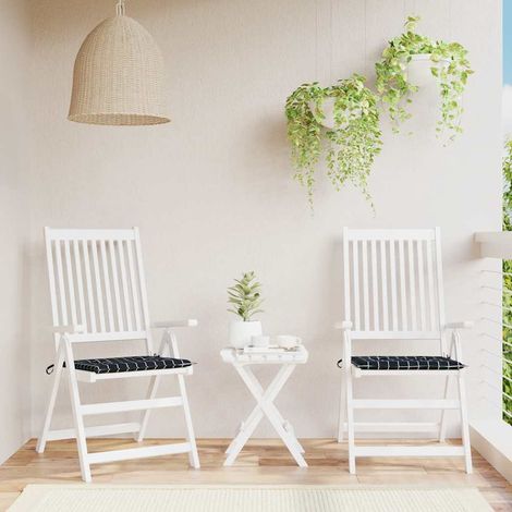 vidaXL Cojines de silla de jardín 2 uds tela a cuadros negro 40x40x3cm (1/5)