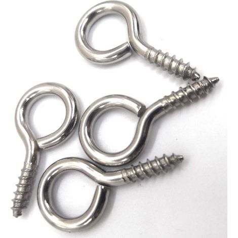 100pcs 22mm petite vis à œil crochets vis à œillet auto-taraudeuses pour le bois, bouteilles supérieures en liège, bijoux de bricolage, acier au carbone avec nickelé-plaqué (1/2)