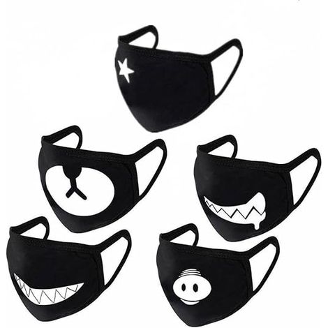 Mouth Mask, Face Mask, Mouth, 5 Pieces, Anti-Dust, Windproof, Cotton Face Mask with Elastic Ears for Teenagers, Women, Men, Cycling, Winter Sports (1/5)