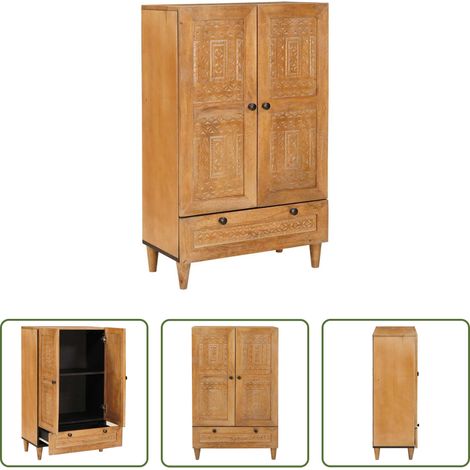 Bois de manguier - Haut Armoire avec tiroir Marron clair 60 x 33 x 100 cm (1/5)