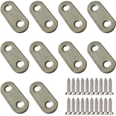 10-teiliges Montage-Set, Winkelverbinder 37 x 16 mm, Edelstahlverstärkung, Winkelverbinder-Reparaturplatten, Befestigungswinkel, mit Schrauben (1/5)