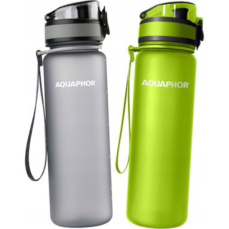2x Aquaphor City 0,5L Filterflasche, Grau und Grün (1/5)
