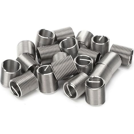 Kit de 20 outils d'expansion filetée M14x1,5x2D comprenant un insert fileté, une douille enroulée et un écrou.