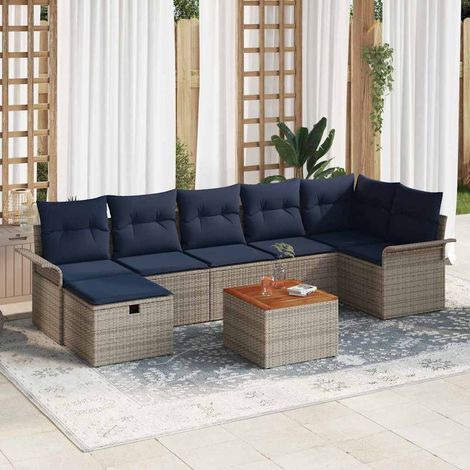 Teenpull – Gartensofa-set 8 Stk. Grau Poly Rattan (1/5)