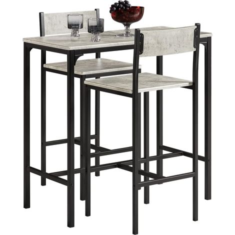 SoBuy OGT03-HG Bartisch Set 3-teilig Esstisch Bistrotisch Balkonmöbel Bistromöbel