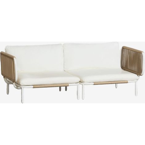 SKLUM Modulares 2-teiliges Gartensofa mit 2 Eckmodulen aus Roubly-Stahl Beige Mandel Rose                                  