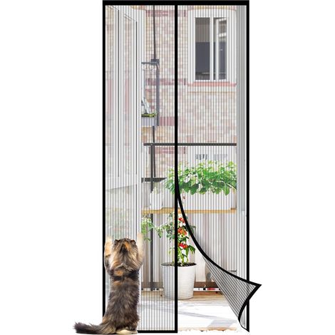 Moustiquaire magnétique, protection anti-insectes pour porte/porte-fenêtre, sans perçage, fixation par velcro et aimants, résistante aux chats, polyester renforcé, anti-déchirure, ruban adhésif large, (1/5)