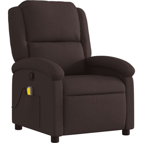 Poltrona relax TV con funzione massaggio reclinabile in tessuto testa di moro DEC026990