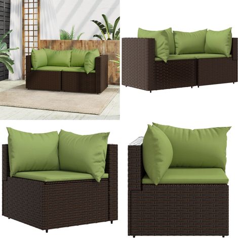 Canapés d'angle de jardin et coussins2pcs marron résine tressée - Canape De Jardin - Canapé Extérieur - Mobilier De Jardin - Meubles De Jardin - Set De Salon De Jardin - Home & Living (1/5)