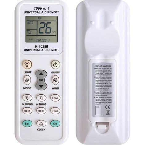 K-1028E Télécommande universelle pour climatiseur 1000 en 1 A/C Télécommande LCD numérique Compatible avec Fujitsu, LG, Panasonic, Samsung, Mitsubishi (1/4)