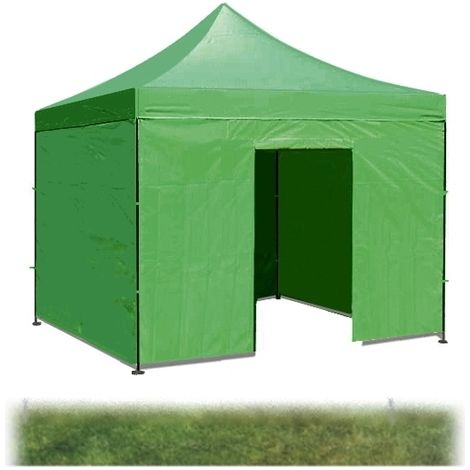 Gazebo pieghevole impermeabile in alluminio 3x3m con teli laterali/copertura Verde