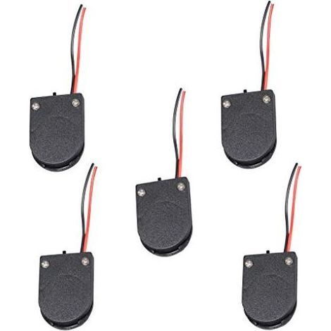 Porte-Pile Bouton en Plastique Pile Bouton Flip Case DIY CR2032 Bouton Socket 5PCES, Noir (1/5)