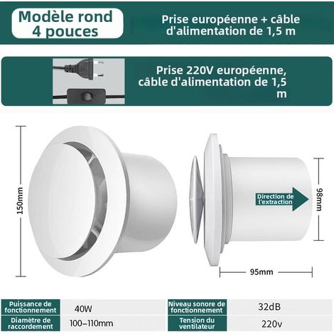 Ventilazione meccanica controllata (VMC) - Presa d'aria di diametro 150 mm - 160 metri cubi/ora - per bagni, cucine, servizi igienici (1/4)