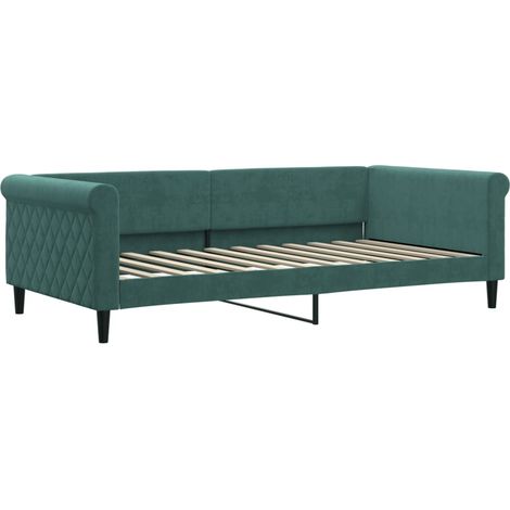 vidaXL Letto da Giorno Verde Scuro 100x200 cm in Velluto (1/5)