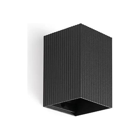 Lampada da parete LUNE quadrata scanalata nera con interruttore 40535 (1/3)
