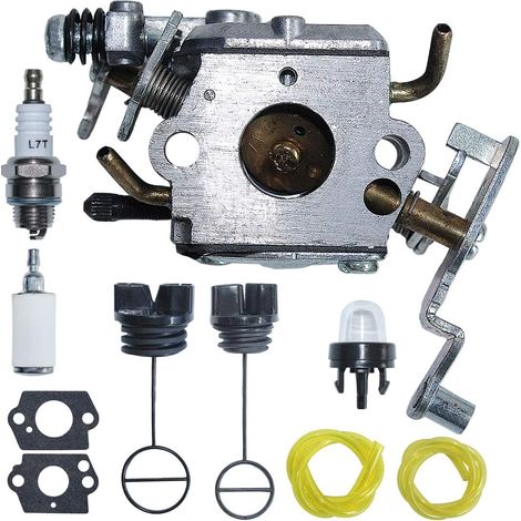 C1M-W47 PP5020AV Carburetor Oil Filter Line Cap Spark Plug Kit Primer Bulb for Poulan Pro PP4818A PP5020 Chainsaw with Gasket Replaces 573952201 (1/5)