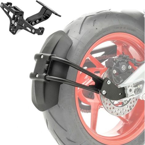 Hinterradkotflügel Motorrad LN1 Set + Universeller LED-Nummernschildhalter Zaddox