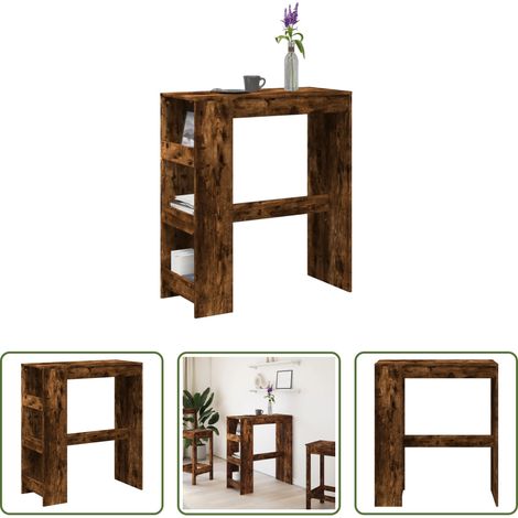 Étagères -  Table de bar avec étagères chêne fumé bois d'ingénierie (1/5)