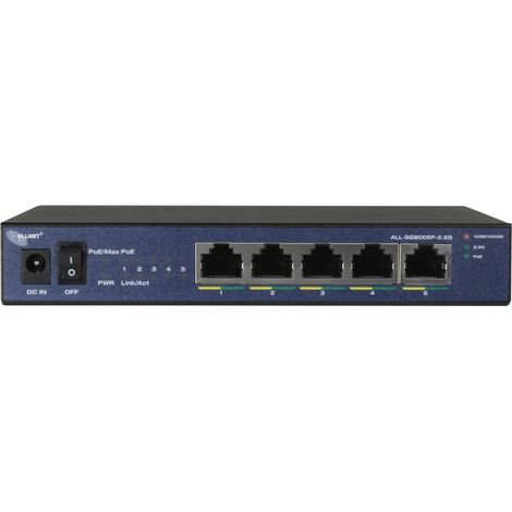 Allnet Conmutador no administrado de 5 puertos y 2,5 Gbits, 5 PoE, 1 LAN, Sin ventilador (1/4)