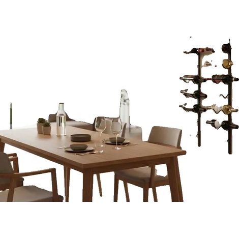 Étagère à vin murale, capacité de 24 bouteilles, design minimaliste, 21 x 22.5 x 120 cm (1/2)