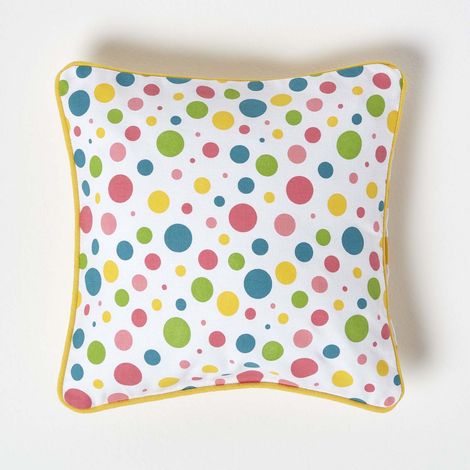 HOMESCAPES Cotton Multi Colour Polka Dots Cushion Cover, 30 x 30 cm (1/5)