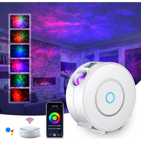 Proyector de cielo estrellado WiFi, proyector inteligente de cielo estrellado, luz nocturna galáctica, regulable/conexión WiFi/temporizador, decoración de dormitorio, regalo, Navidad (blanco)
