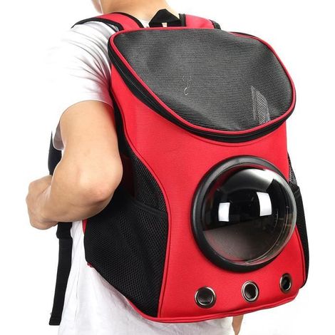TEMPSA Sac à Dos Transport Astronaute Capsule Cage Pour Chien Chat Animaux rouge (1/3)