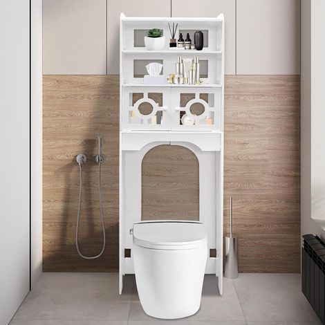 Toilettenregal 4-stöckiger Toilettenschrank WC Regal über der Toilette Aufbewahrungsregal für Taschentücher, Kosmetik und andere Gegenstände verwendet Werden