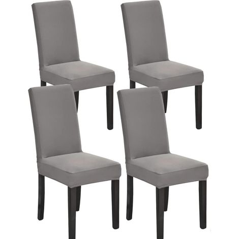 Stuhlhussen 4 Stück, elastisch, modern, grau, für Esszimmerstühle (1/5)