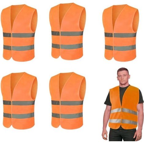 Gilet de Sécurité 6 Pcs Gilets Avertisseurs Voiture Gilet Sécurité Réfléchissant Gilet Réfléchissant Gilet Sécurité Haute Visibilité Réfléchissant Voiture pour travailleur de l'assainissement-Orange