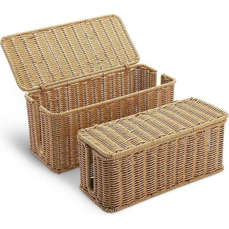 Kabelaufbewahrungsbox, handgeflochtene Kabelaufbewahrungsbox aus Rattan (1/5)