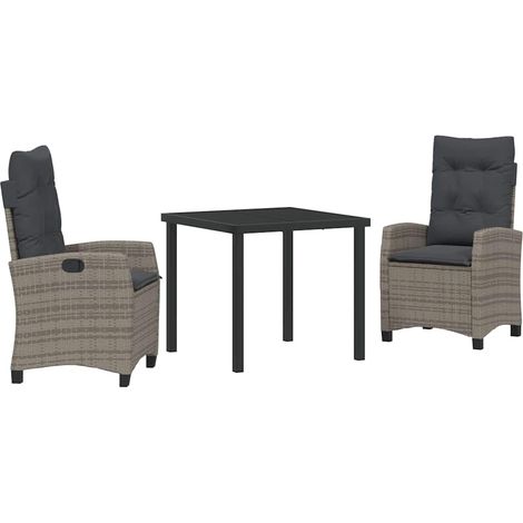 Maison Exclusive - Conjunto de Comedor de Jardín 3 pcs Gris ratán (1/5)
