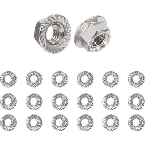 Écrous à embase M4, écrous hexagonaux à embase, pièces de fixation à dents de blocage M4, couleur argent (1/5)