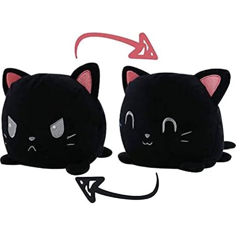 Peluches Réversibles, Reversible Chat en Peluche Jouets, Peluche de Chat à Double Face Jouet, Mignonne Emotion Chat Jouets en Peluche, Cadeaux de Jouets Créatifs pour Enfants, Famille (1/5)