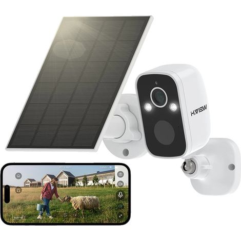 Cámara de vigilancia, 3MP HD, alimentación solar, batería de 5200 mAh, visión nocturna a color, resistente al agua. (1/5)