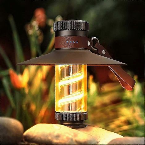 Hochwertige LED-Campinglampe, Retro-Campinglaterne, dimmbare, wiederaufladbare, tragbare Campinglampe, wasserdichte Zeltlampe (IPX5) mit Taschenlampe für Camping (Schwarz) (1/3)