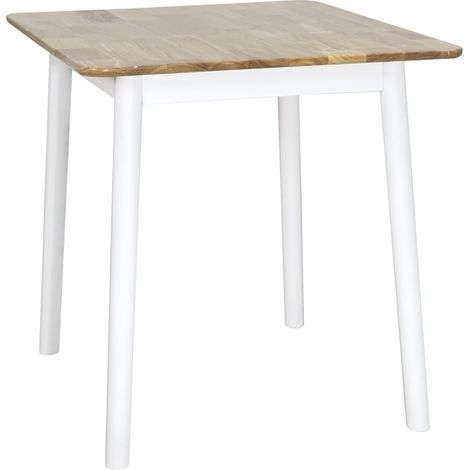 Table de cuisine rectangulaire pour 2 à 4 personnes, en bois massif verni, 120 x 75 cm, coloris Nita (bois clair). (1/5)