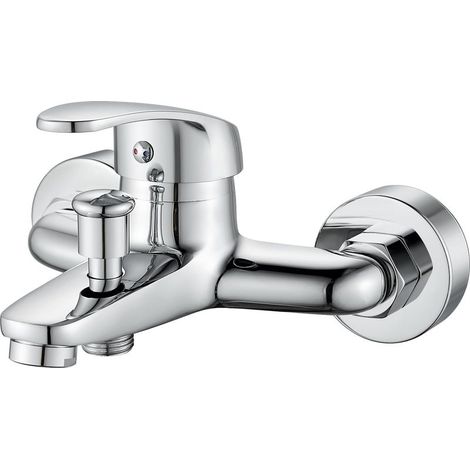 Mitigeur Monocommande Bain Douche, Robinet Baignoire Mural, Robinet Douche Mitigeur Baignoire, Raccord Fileté 1/2", Chromé (1/5)