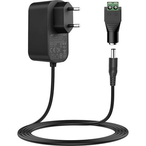 Adaptateur 12V 3A avec Connecteur DC 5.5 x 2.1 mm, Alimentation Universelle pour Caméras CCTV, Bandes LED, Inclut Câble de 1.8 m, Noir (1/5)