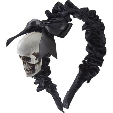 Punk 3D skull headband, Gothic dark ruffled headband with bow, Lolita headband, cosplay (1/5)