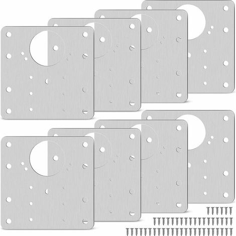 Plaque de réparation de charnière Plaque de réparation de charnière d'armoire en acier inoxydable avec vis de montage pour meubles en bois, cuisine, placard (10pcs) (1/5)