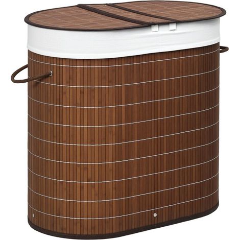 Panier à linge, capacité 100 L, couvercle amovible, 38 cm x 38 cm x 57 cm, marron