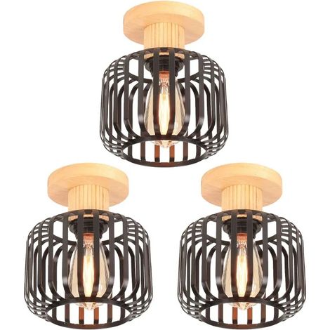 Plafonnier - - Vintage - Métal Cage - 18CM - Éclairage Rétro (1/5)
