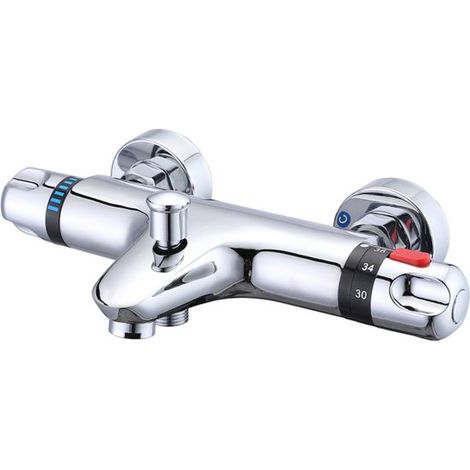 Grifo termostático para ducha,Grifo termostático,Distancia entre centros 15 cm,Válvula de salida G1/2",Incluye bloqueo de seguridad de 38 °C (1/5)