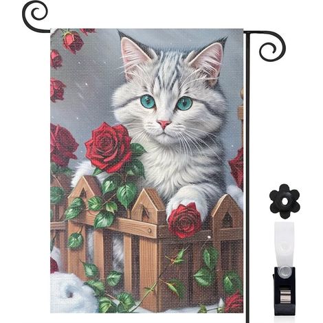 Drapeau de jardin Joyeuses saisons en lin lavable 30 x 45 cm lavable maison de campagne (1/5)