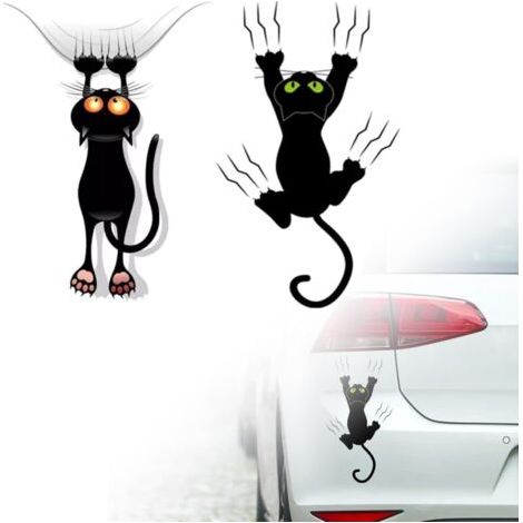 Lot de 2 autocollants pour chat, autocollants extérieurs mignons pour voiture, autocollants amusants pour voiture, autocollants pour chat noir (1/5)
