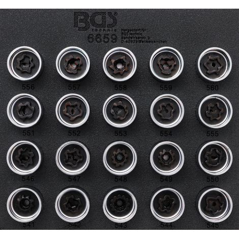 BGS Insert de servante d'atelier 1/6 : Jeu d’outils de réglage pour écrous de jantes pour VAG 20 pièces (1/5)