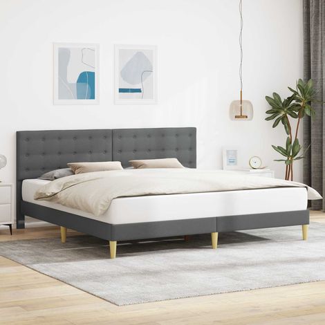 vidaXL Cadre de lit avec tête de lit Gris foncé 180 x 200 cm Tissu (1/5)
