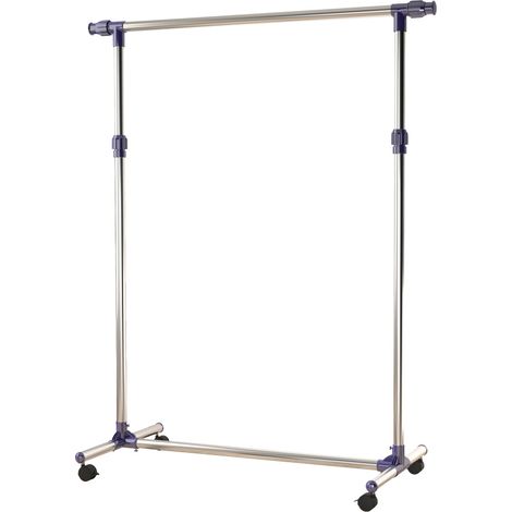 Portant à Vêtements à Roulettes Penderie Mobile Réglable Tringle Extensible 86-160 cm Hauteur 95-170 cm Acier Inoxydable (1/5)